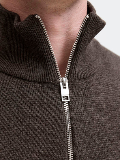 Jprmilano Stitch Knit Half Zip Sn Brun