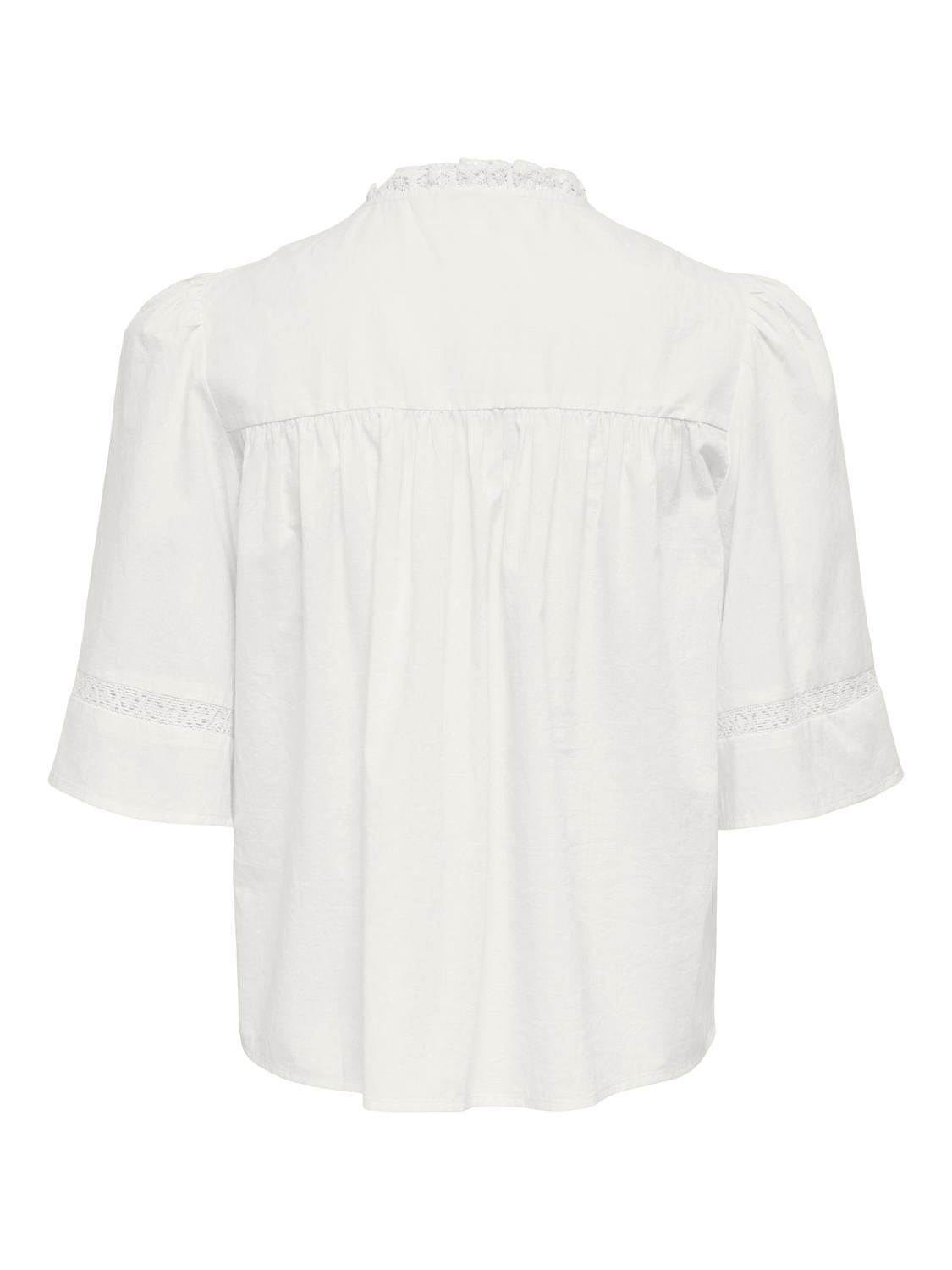Jdyjulie 2/4 Lace Detail Top Wvn Exp Hvit