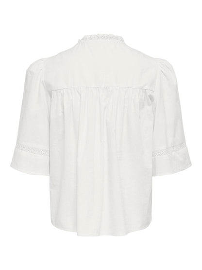 Jdyjulie 2/4 Lace Detail Top Wvn Exp Hvit