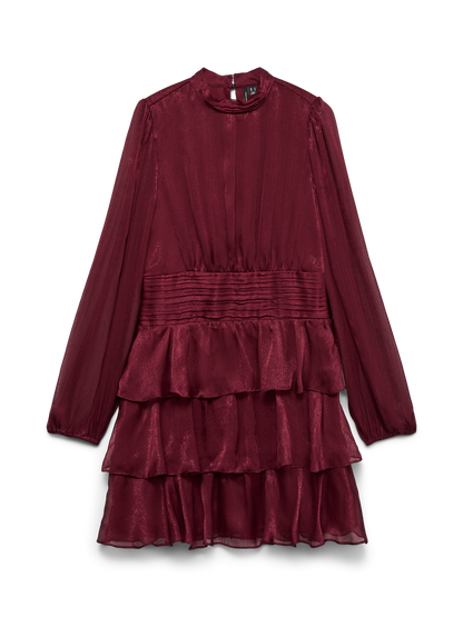 Vmlauren Ls Short Dress Wvn Exp Rød