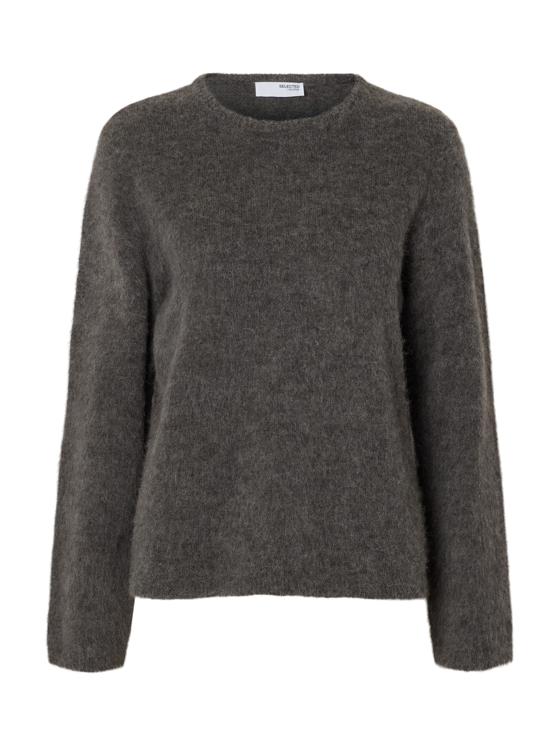 Slflulu Brushed Ls Knit O-Neck Grå