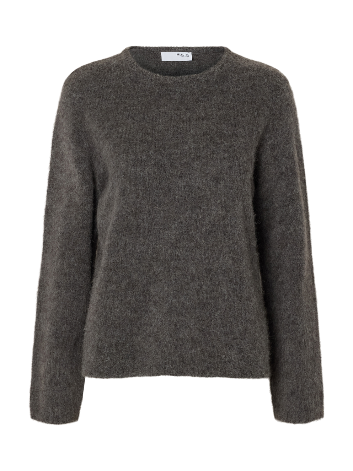 Slflulu Brushed Ls Knit O-Neck Grå