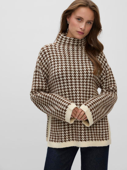 Vmcomo Ls Funnelneck Pullover Prm Grå