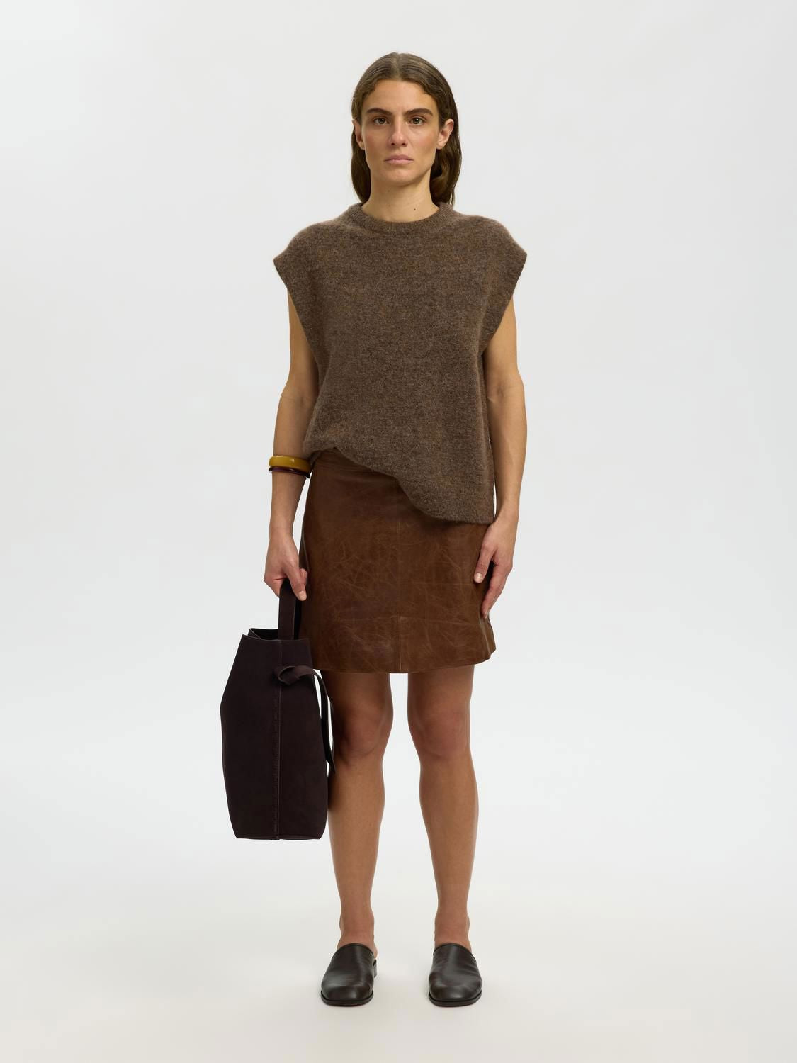 Slwlulu Sl Knit Vest Noos Brun