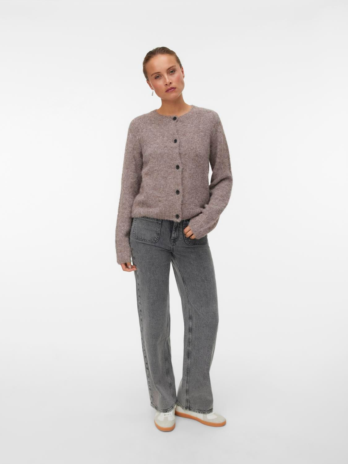 Vmnovah Ls O-Neck Button Cardi Ga Noos Brun
