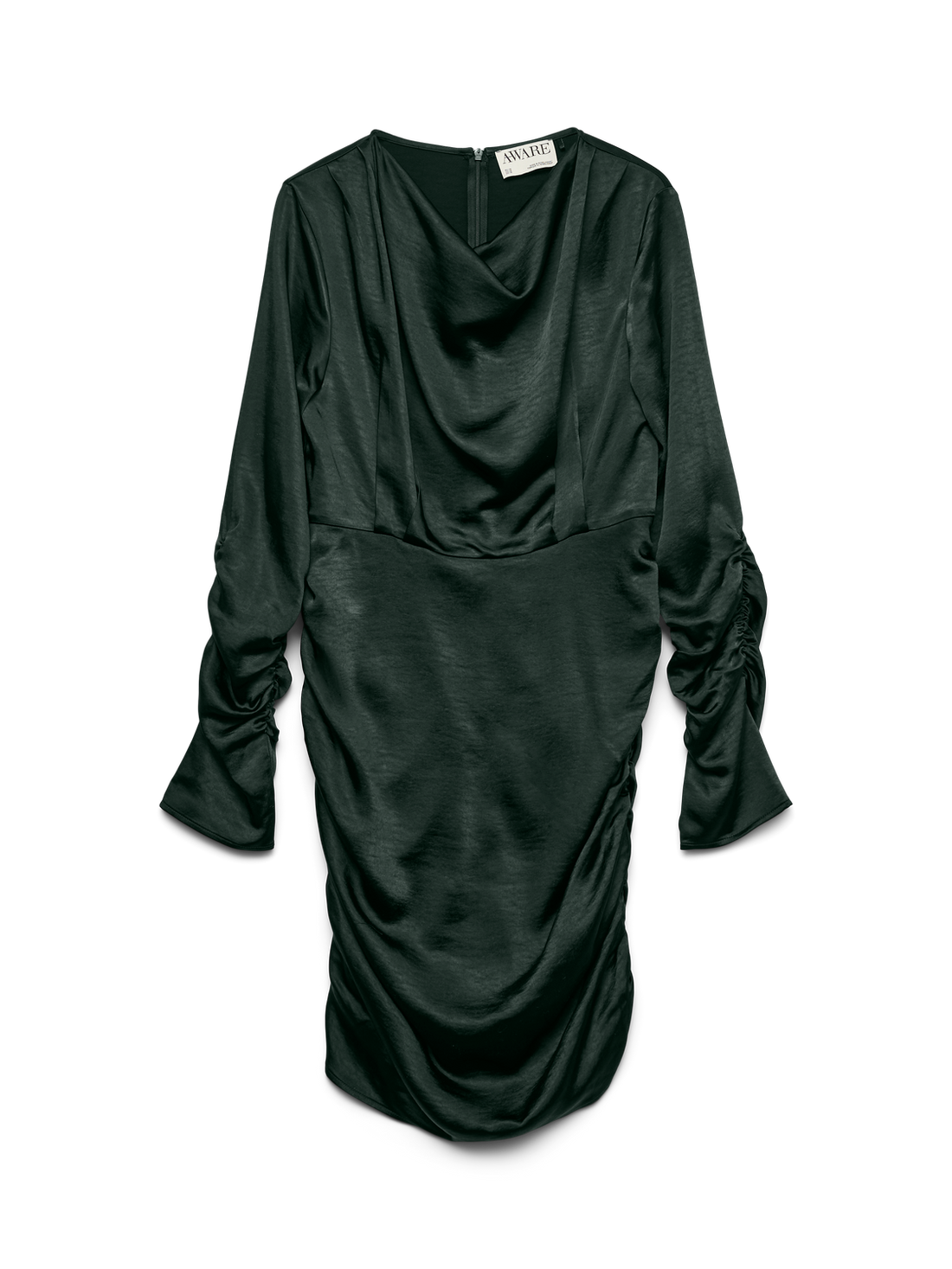Awbea Ls Cowl Neck Short Dress Mørketurkis