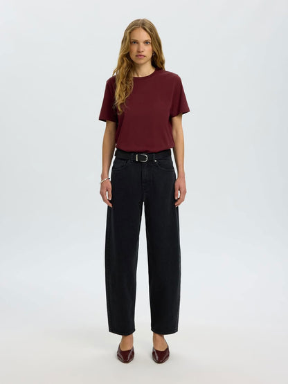 Slwmyessential Ss O-Neck Tee Noos Burgunder