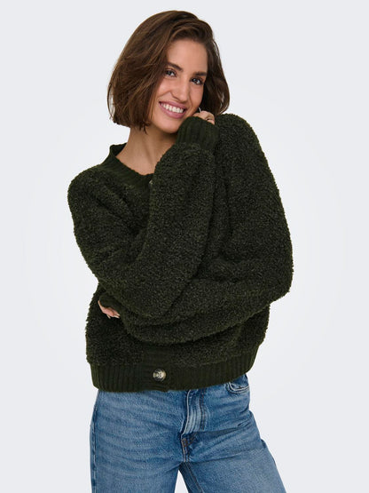 Jdyeira Life L/s Oneck Cardigan Knt Noos Mørkegrønn