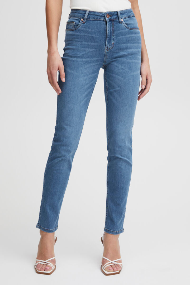 PZEMMA HW Jeans Straight Leg Blå