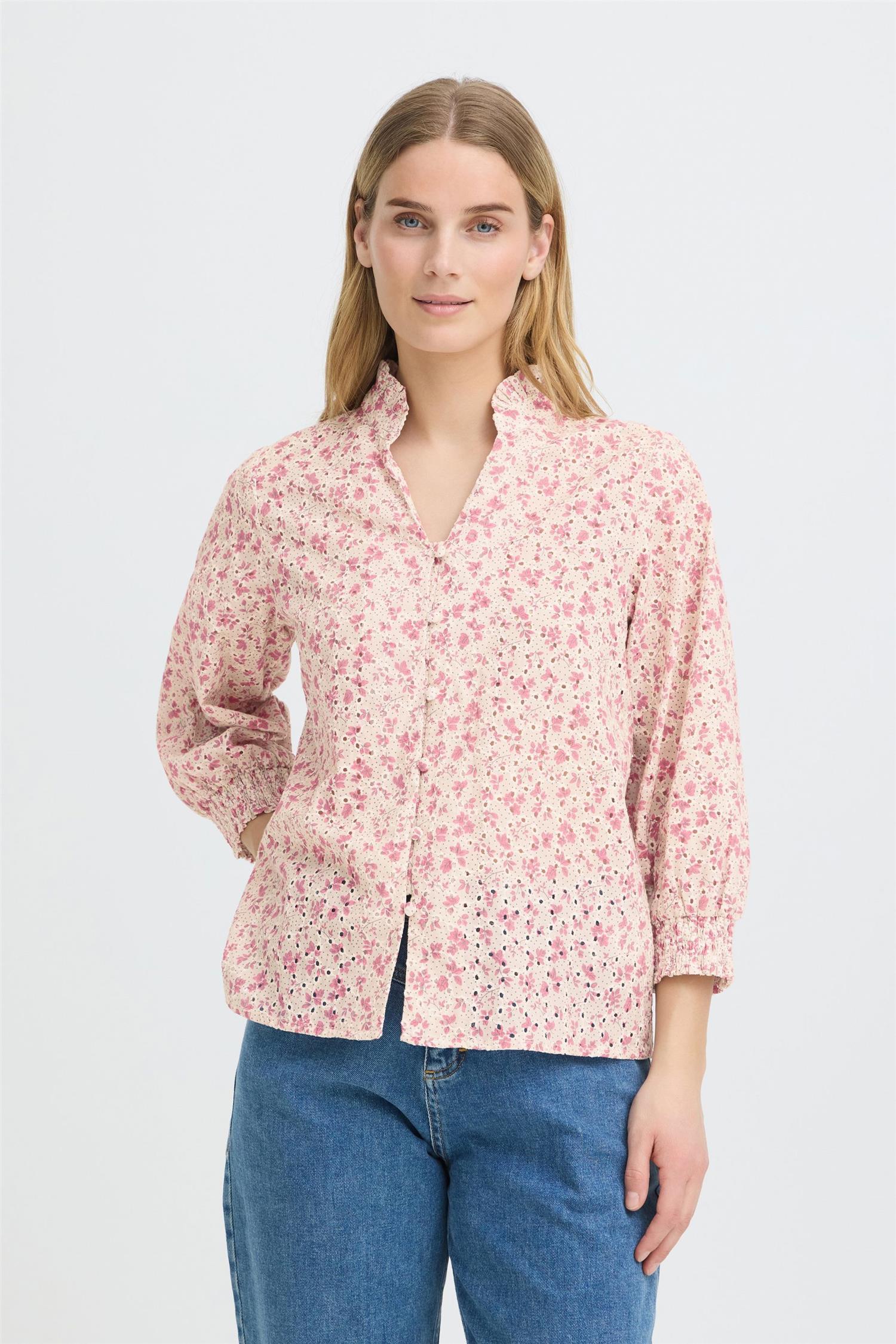 Pzdolores 3/4 Sl Blouse Beige