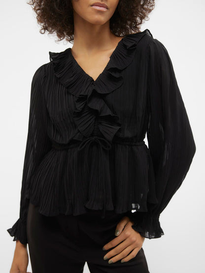 Vmdora L/s Frill Pleat Top Wvn Exp Sort