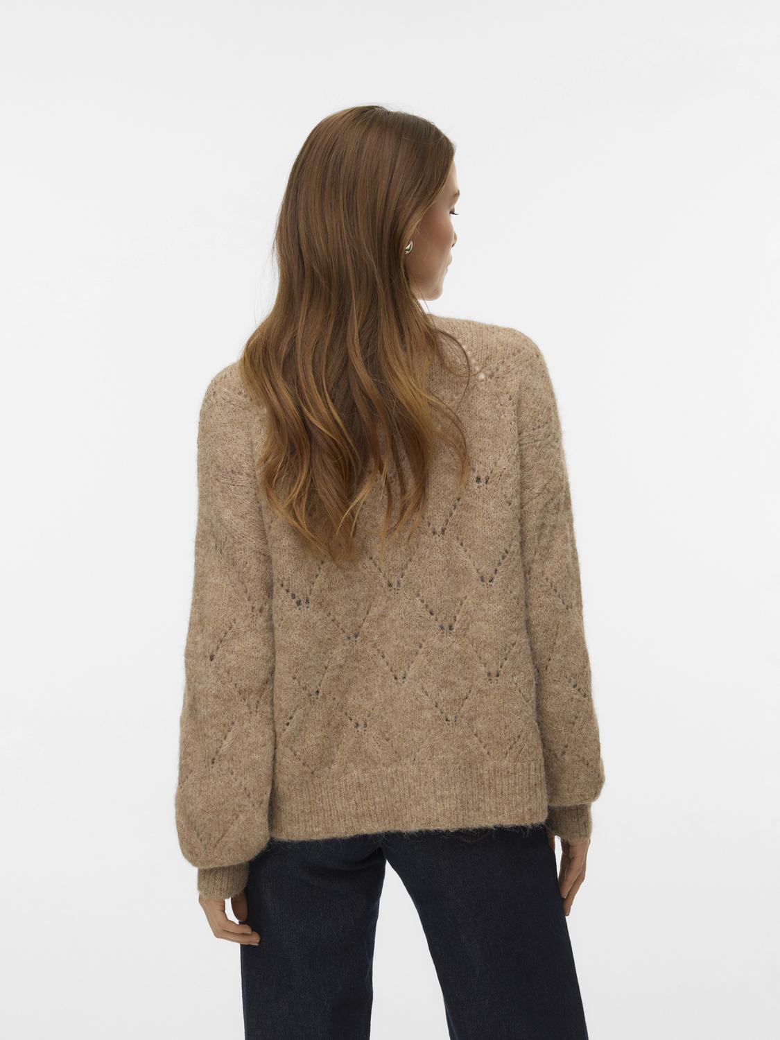 Vmshell Ls O-Neck Onebutton Cardigan Boo Brun