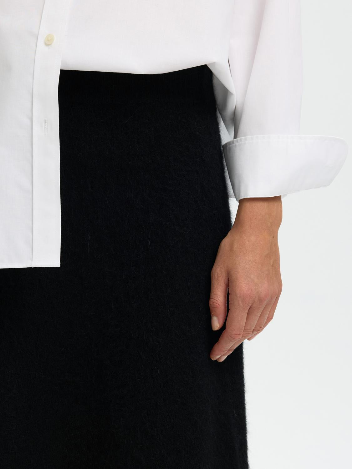 Slflulu Brushed Hw Knit Skirt Svart