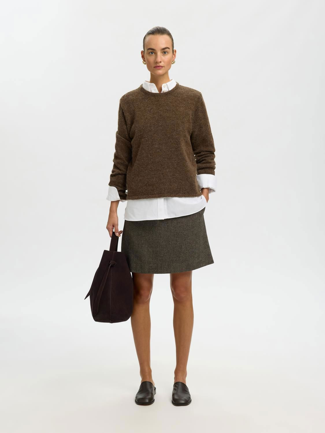 Slwlulu New Ls Knit O-Neck Noos Brun
