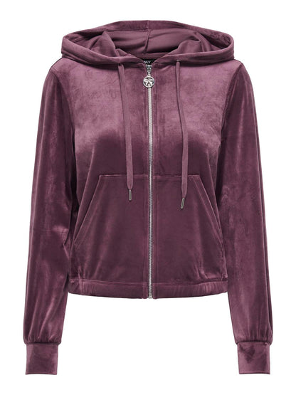 Onlrebel L/s Zip Hood Swt Mørkelilla