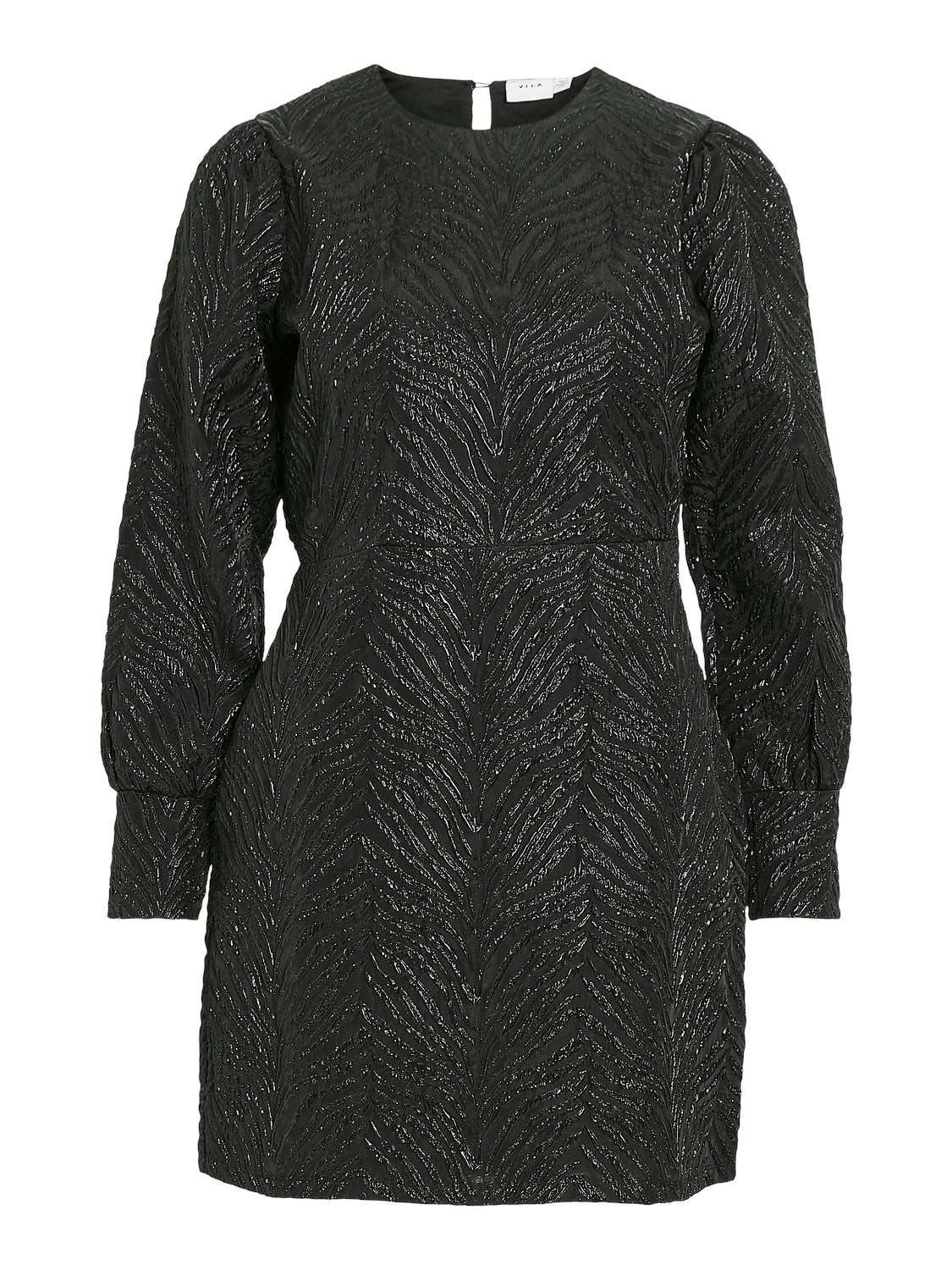 VIPOLINA O-NECK L/S SHORT DRESS/DC Black Beauty