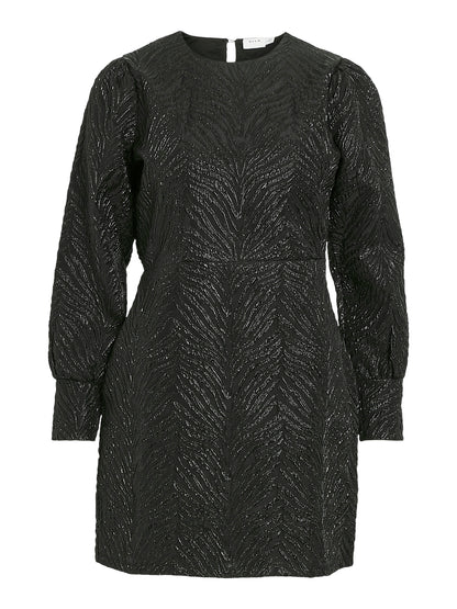 VIPOLINA O-NECK L/S SHORT DRESS/DC Black Beauty