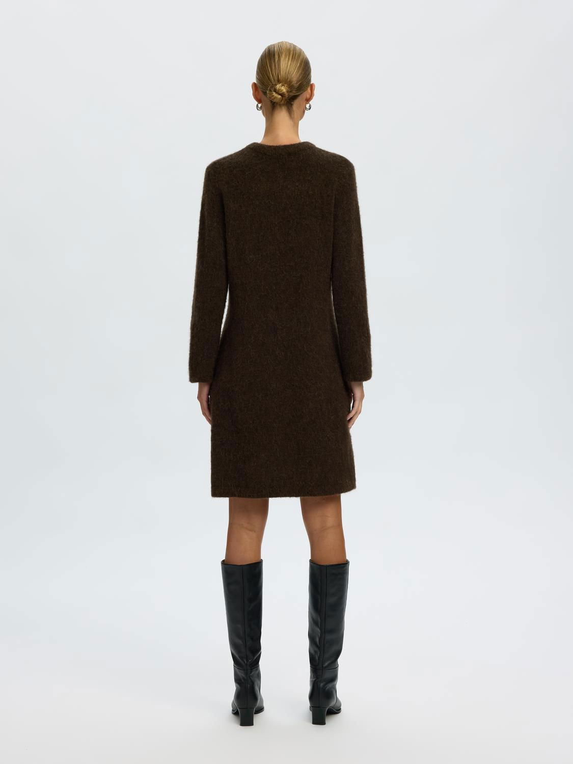 Slwlulu Brushed O-Neck Ls Dress Noos Brun