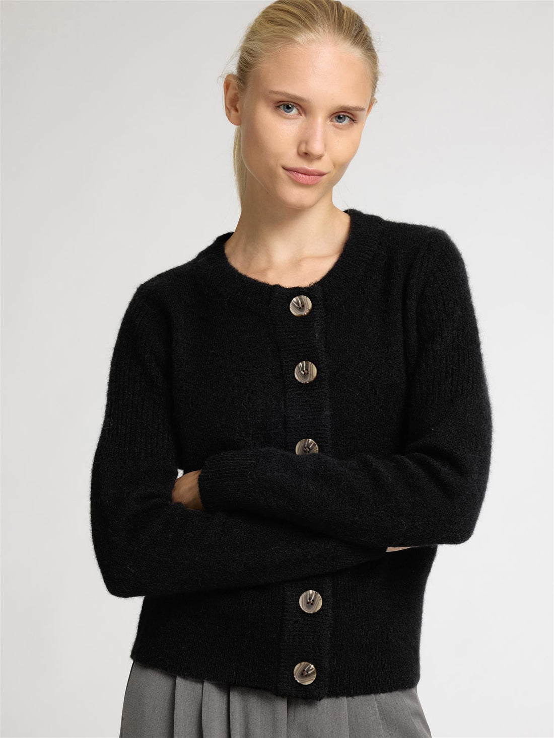 SLFSIA RAS LS KNIT CARDIGAN NOOS Black