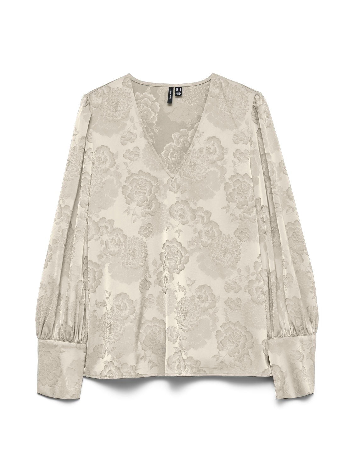 Vmkira Ls V-Neck Top Wvn Pa Beige