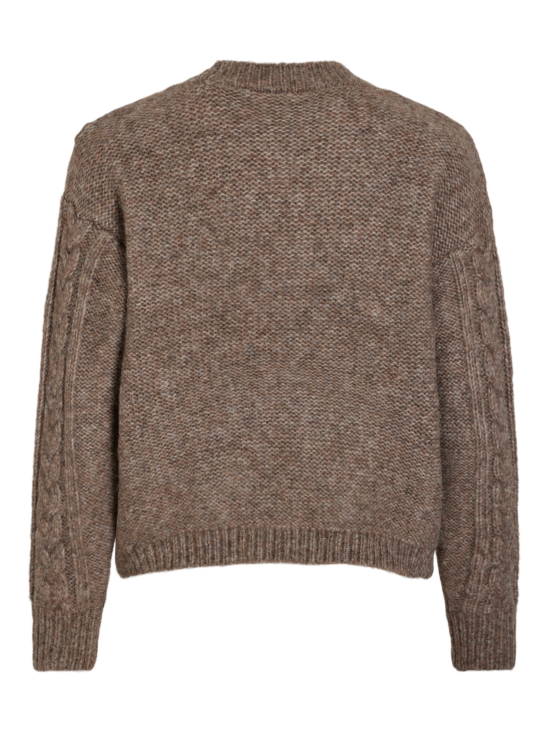 VITOYA O-NECK L/S CABLE KNIT TOP Dark Natural Melange