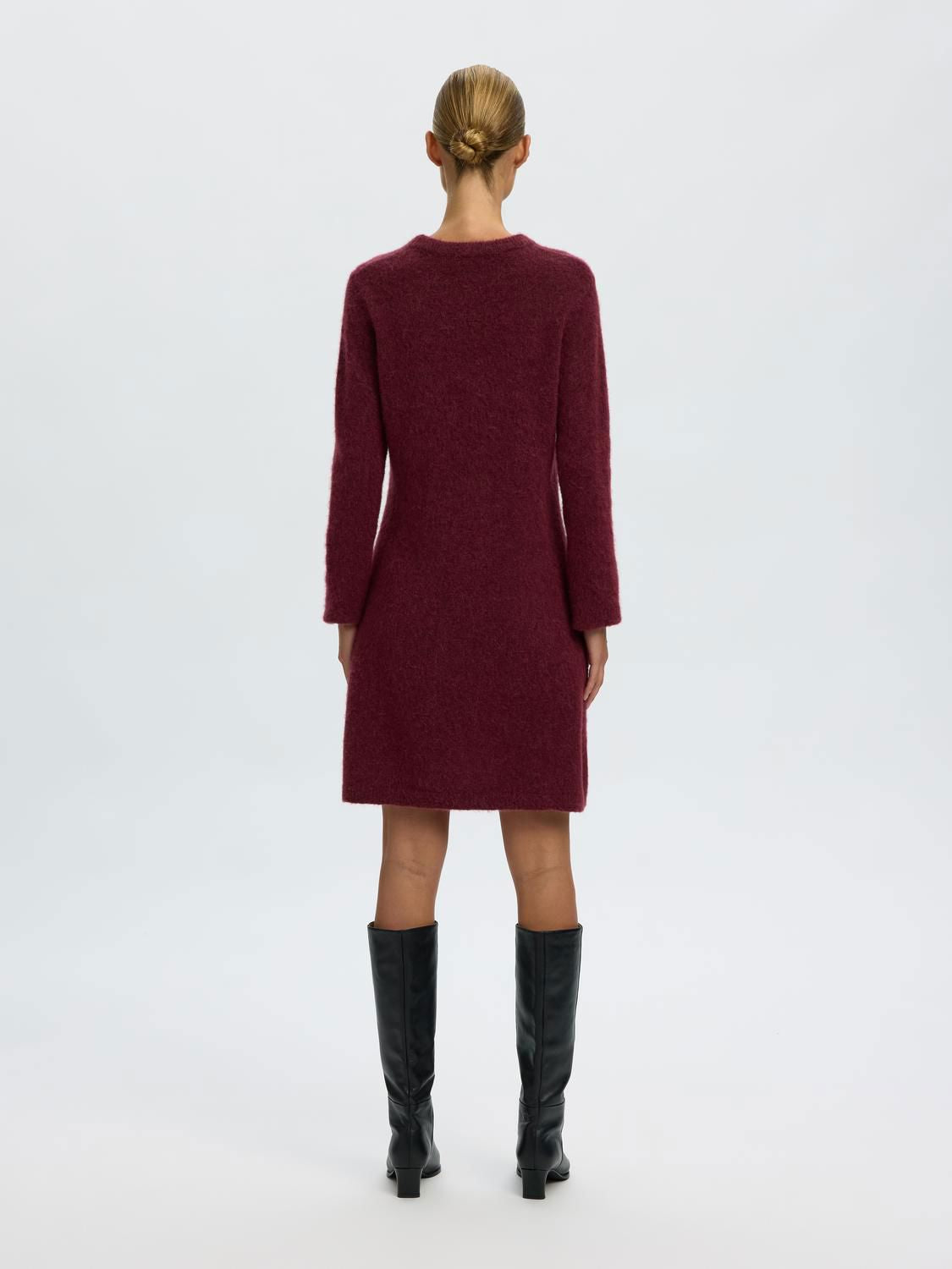 Slwlulu Brushed O-Neck Ls Dress Noos Burgunder
