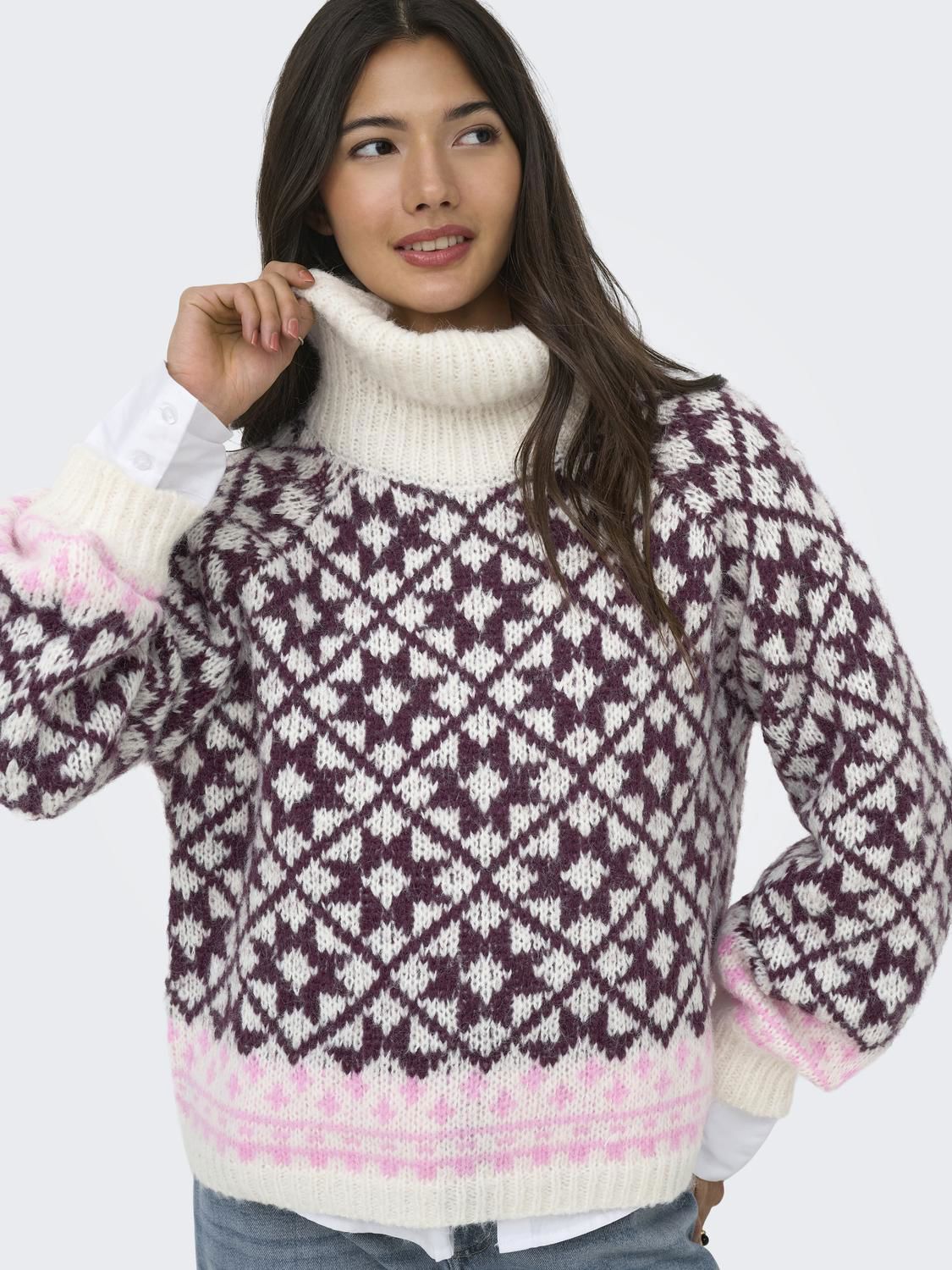 Onlcaro Ls Rollneck Cc Knt Grå