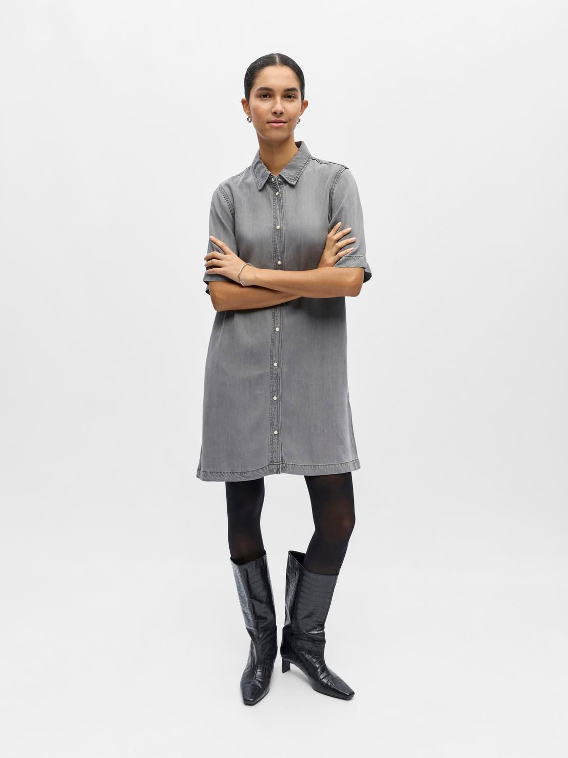 Objframe 2/4 Re Denim Dress Noos Grå