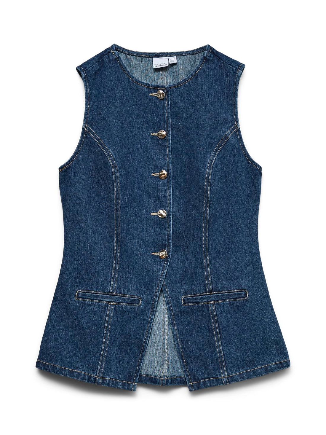 Vmmary Sl O-Neck Denim Waistcoat Yo3110 Blå