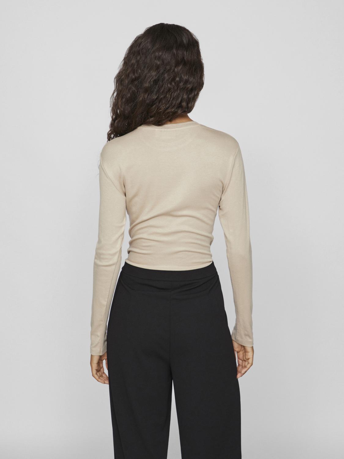 VIALEXIA O-NECK L/S TOP - NOOS Beige