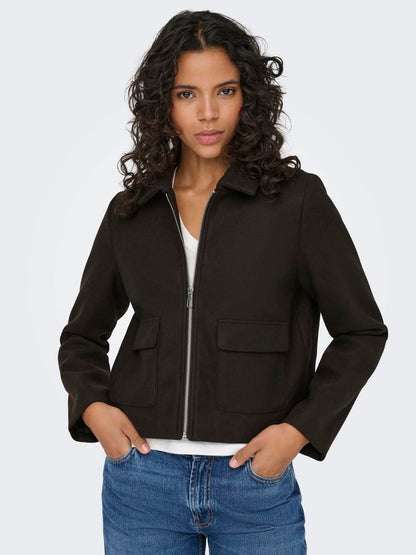 Onlvela Zip Short Jacket Otw Noos Brun