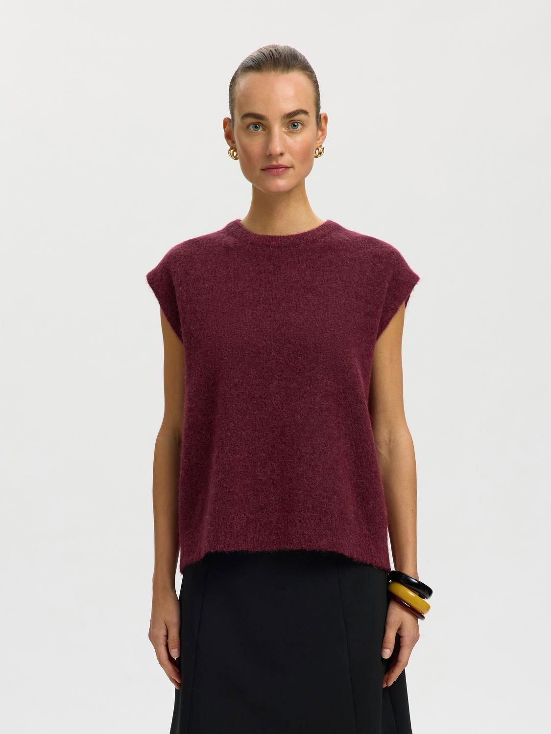 Slwlulu Sl Knit Vest Noos Burgunder