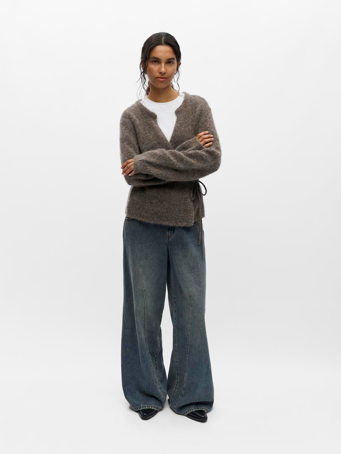 Objnete L/s Re Tie Cardigan Noos Brun