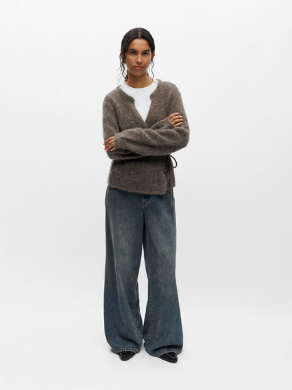 Objnete L/s Re Tie Cardigan Noos Brun