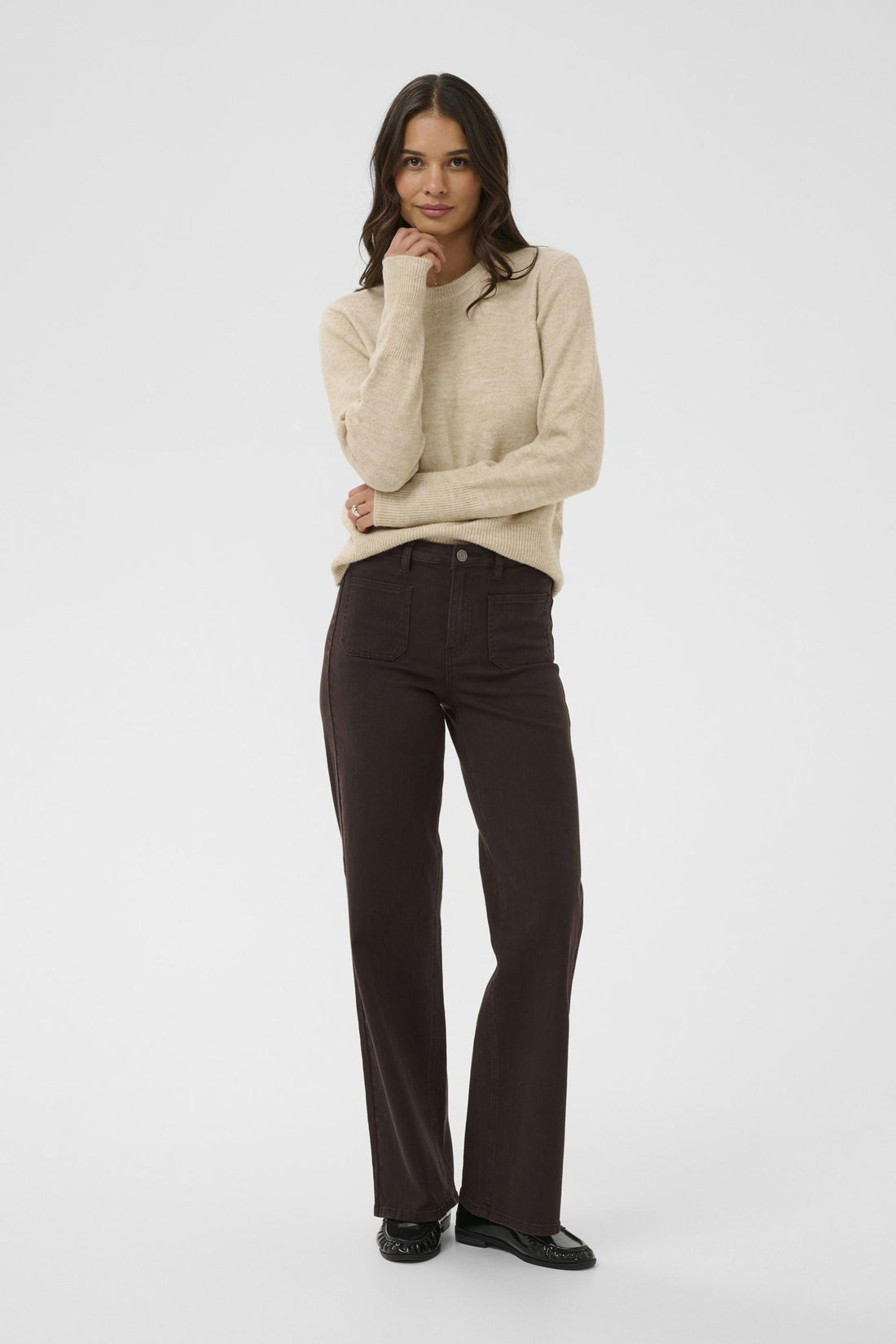 Kabrook Hw Reg Fit Jeans Brun