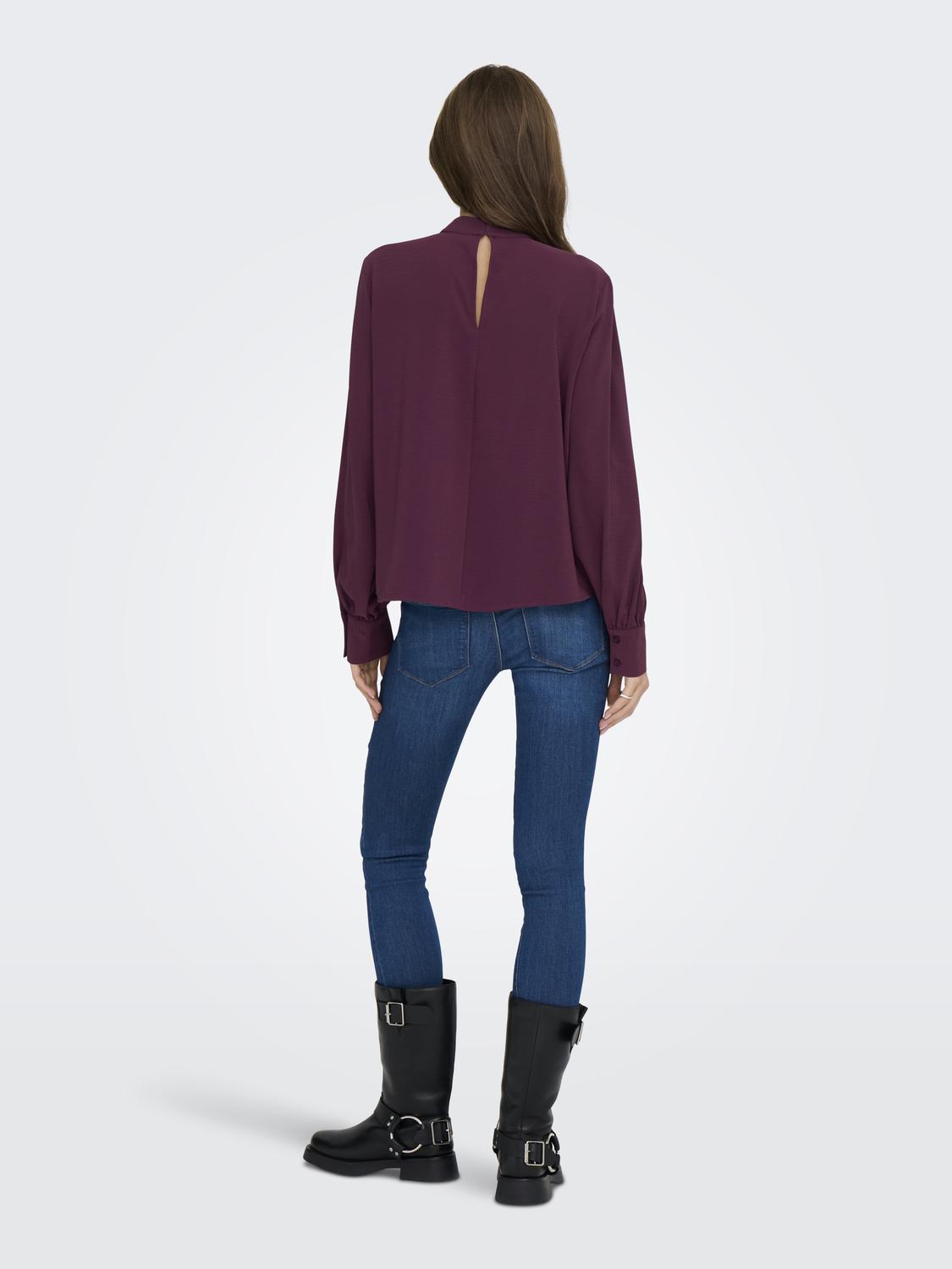 Jdyaya L/s Hn Top Wvn Dia Mørkelilla
