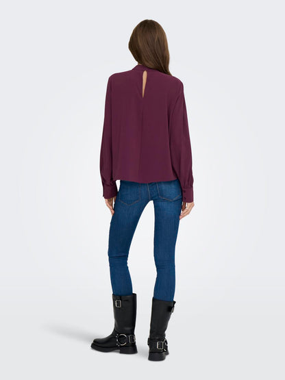 Jdyaya L/s Hn Top Wvn Dia Mørkelilla
