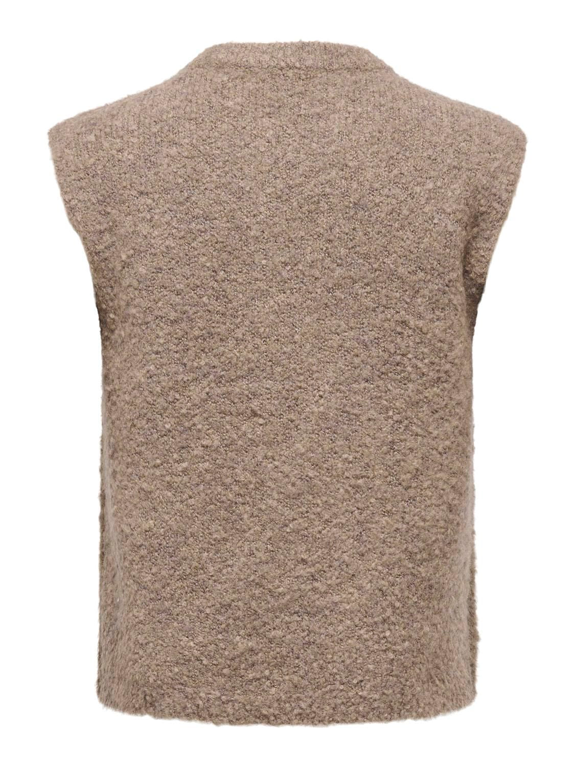 Onlbouble Sl O-Neck Zip Vest Knt Brun