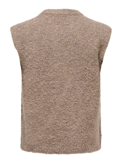 Onlbouble Sl O-Neck Zip Vest Knt Brun