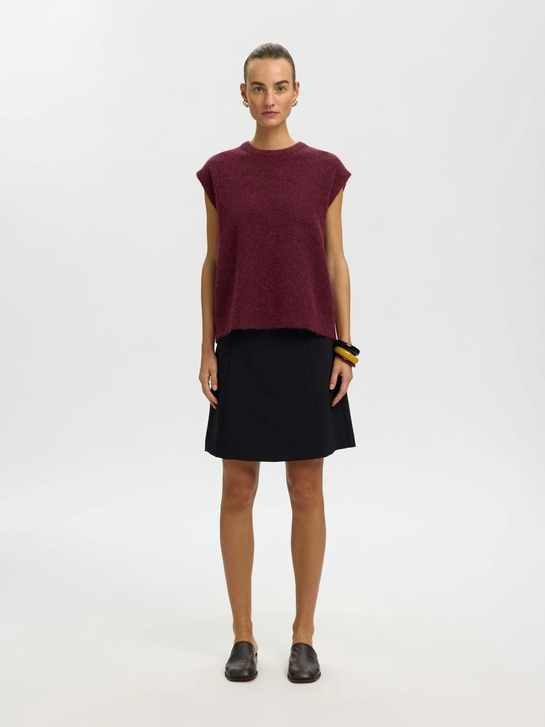 Slwlulu Sl Knit Vest Noos Burgunder