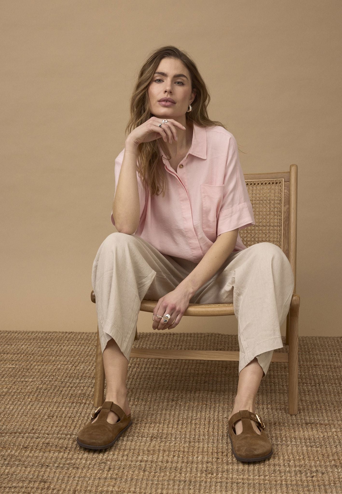 Pzluca Pant Wide Leg Beige