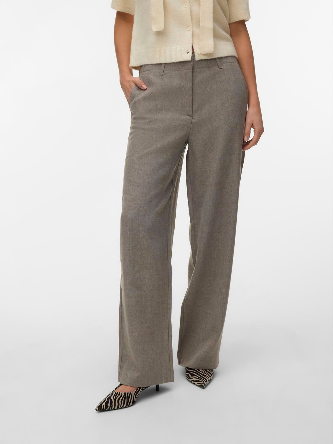 Vmbestie Hw Wide Pant Noos Beige