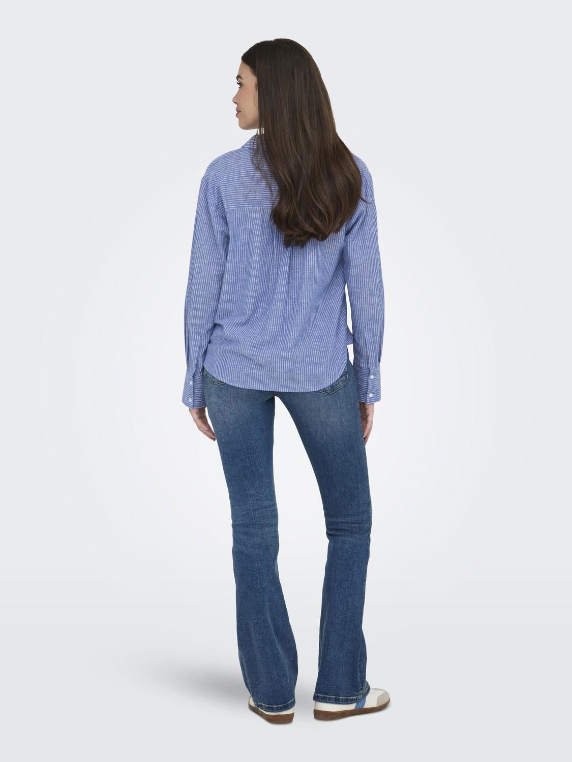 Jdymila L/s Loose Linen Shirt Wvn Dia Blå