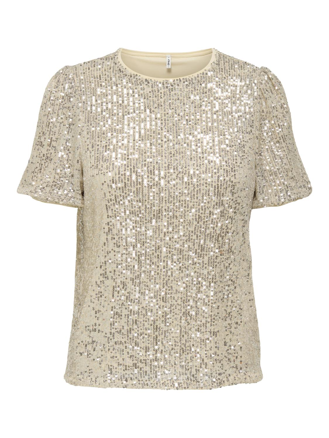 Onlana S/s Loose Sequins Top Jrs Lysegrå