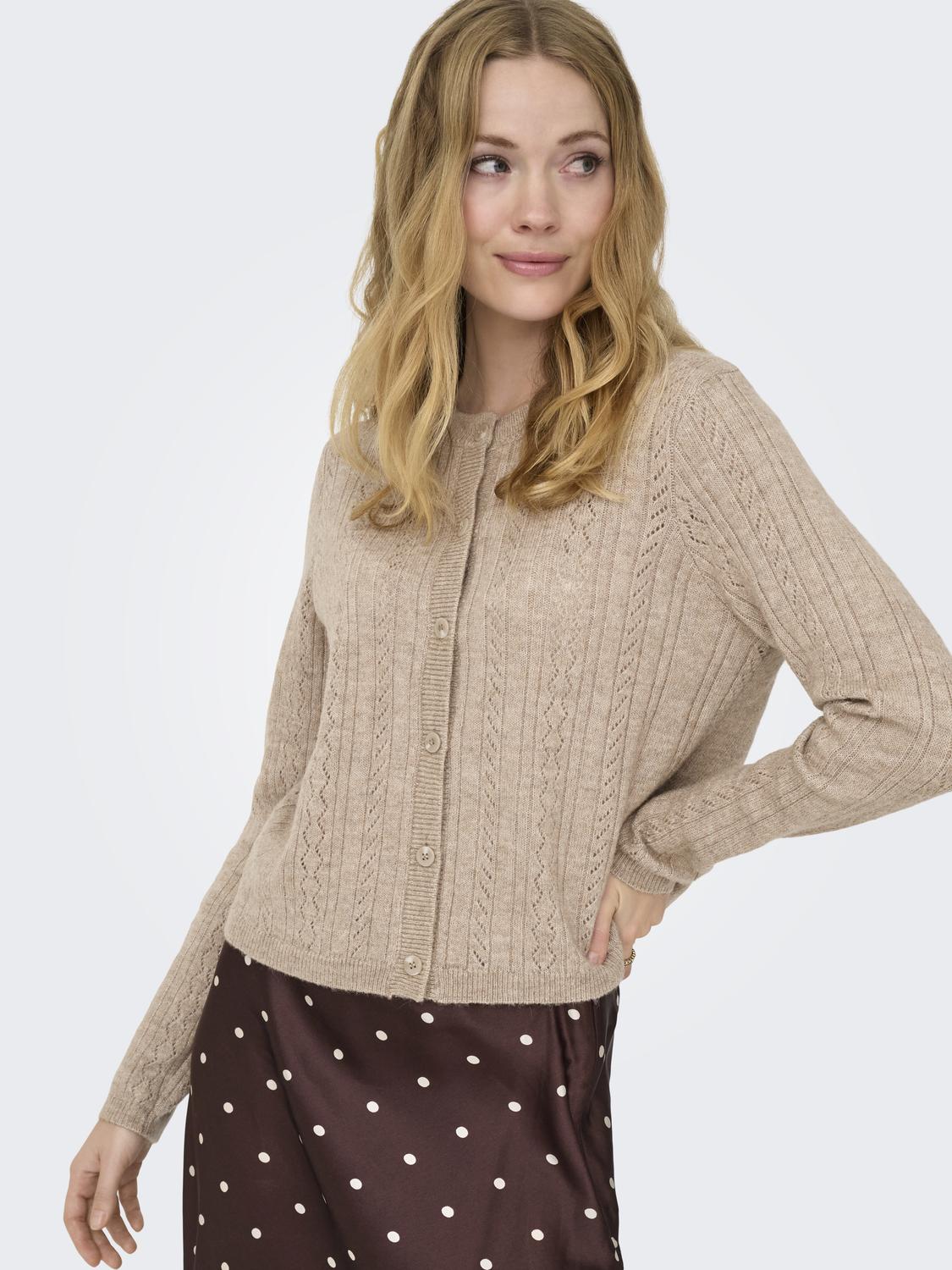 Jdyapril Life L/s O-Neck Cardigan Knt Brun