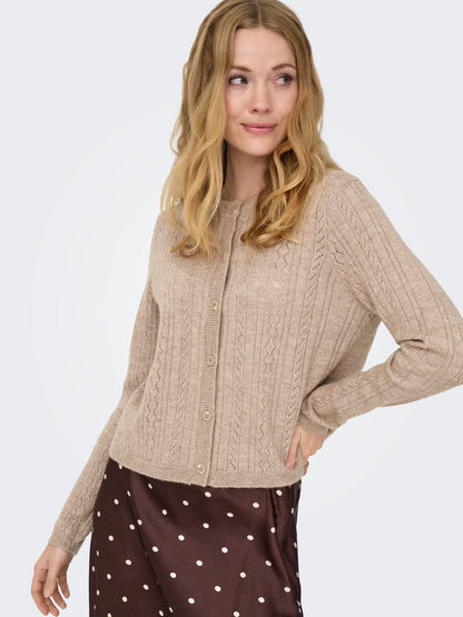 Jdyapril Life L/s O-Neck Cardigan Knt Brun