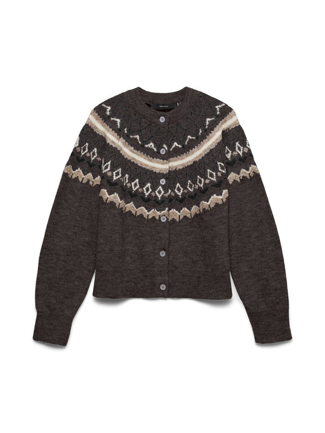 Vmtammy Ls O-Neck Nordic Cardigan Ga Mørkebrun