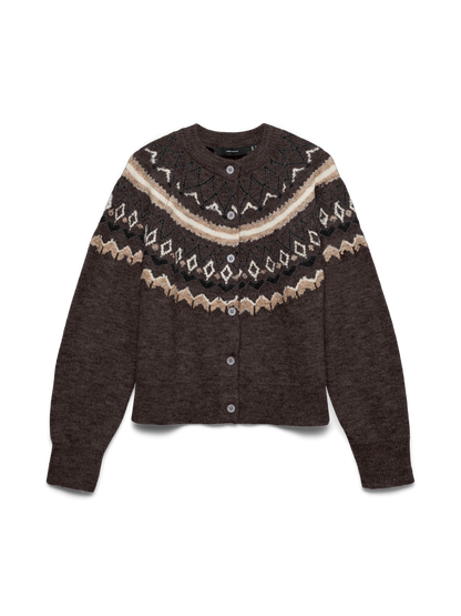 Vmtammy Ls O-Neck Nordic Cardigan Ga Mørkebrun