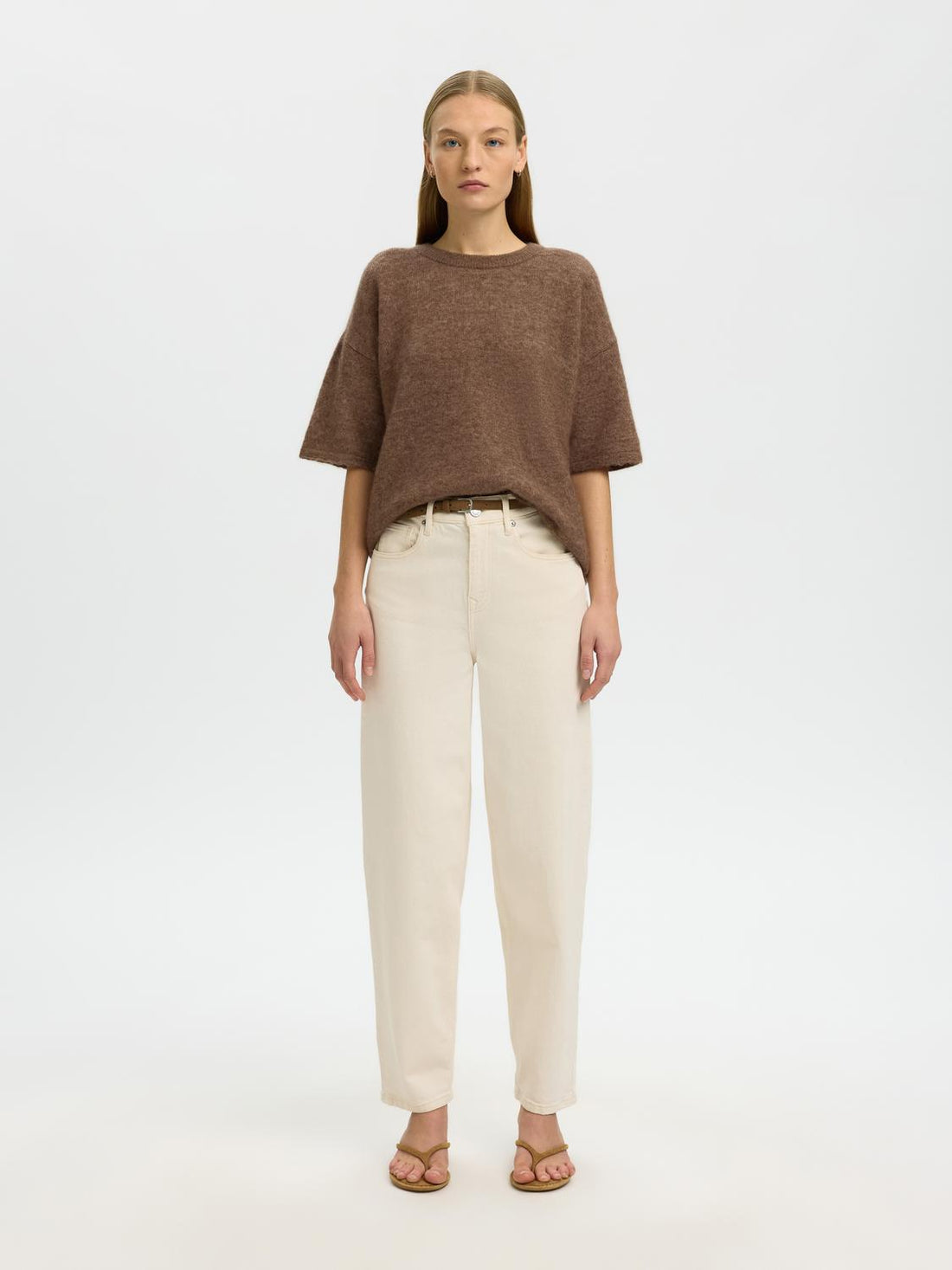 Slwlulu 2/4 Knit O-Neck Noos Brun