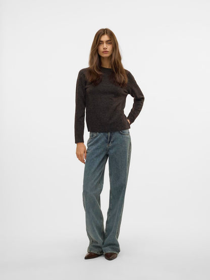 Vmdoffy Ls O-Neck Blouse Ga Noos Brun